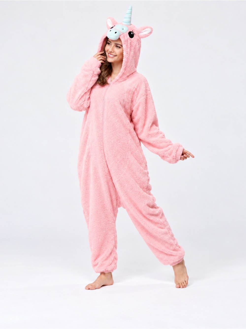 Cozy Unicorn Hooded Onesie - Pink